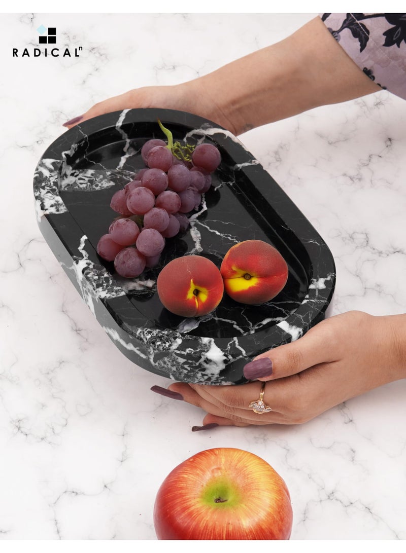 RADICALn Handmade Black zebra Marble Oval Tray with Stand 10 Inch, Bathroom Vanity & Countertop Tray, Ideal for Home, Kitchen, Jewelry, Perfume, Decorative Tray, Perfect for Bathroom or Gift - Image 4